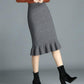 Women's Knitted Mermaid Skirt Fall/winter High Waist Elastic Wrap Hip Skirt Ladies Long Pencil Skirt