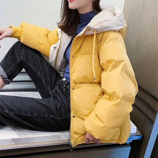 Autumn and Winter Short Hooded Cotton-padded Jacket Korean Style Loose Ins Style Fashion All-match Female Jacket