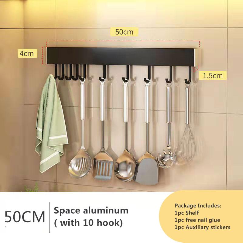 Kitchen Wall Hanging Rack Hook Wall Hook Rack Row Hook Stick Hook Kitchenware Rack Towel Rack Spatula Spoon Rack Rag Hook