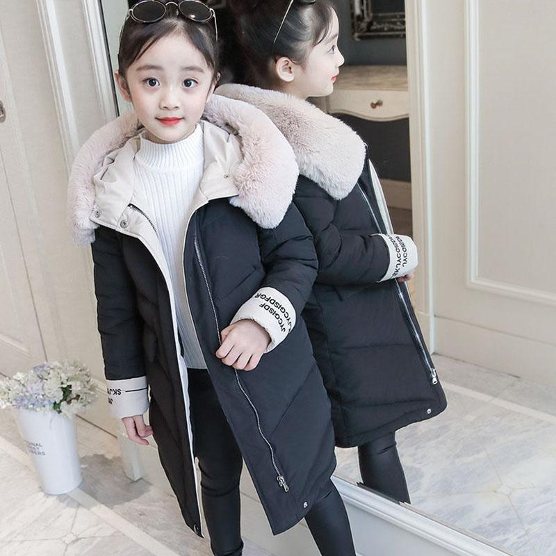 Girls Mid-length Warm Cotton Coat Winter Korean Style Padded Jacket Children's Thick Windproof Cotton Clothing