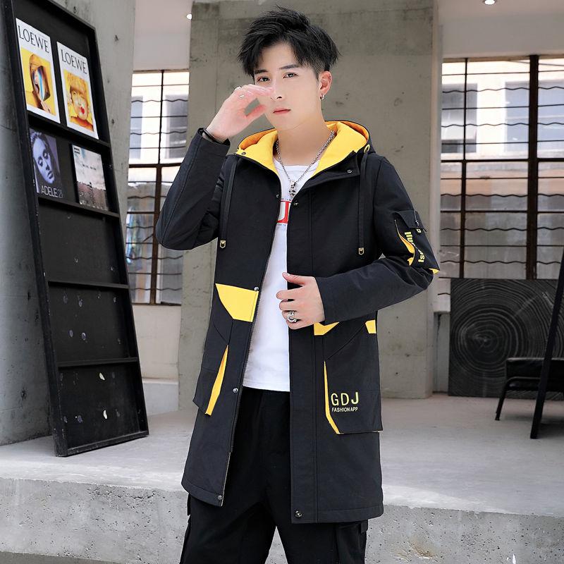 Casual jacket Large size Windbreaker Men's clothes Spring and Autumn Medium and long section