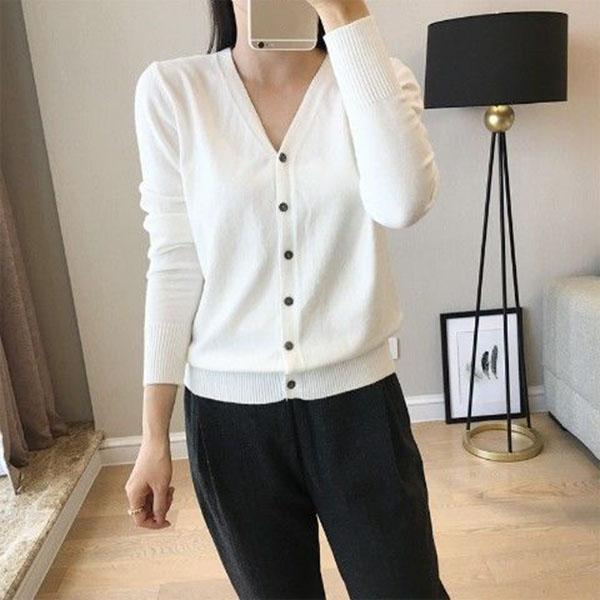 Spring and Autumn Cardigan Sweater Knit Short Loose Loose Top V-neck Female Jacket