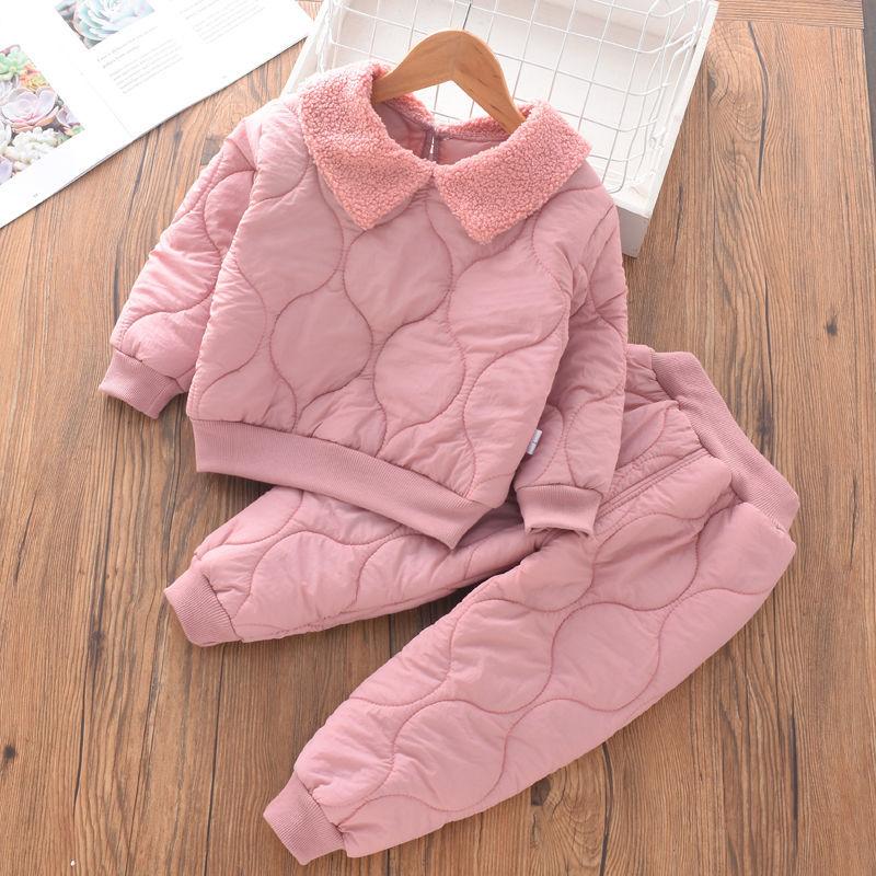 Children's Cotton Suit Autumn and Winter Children's Fashion Children's Clothing Men and Women Baby Quilted Two-piece Suit