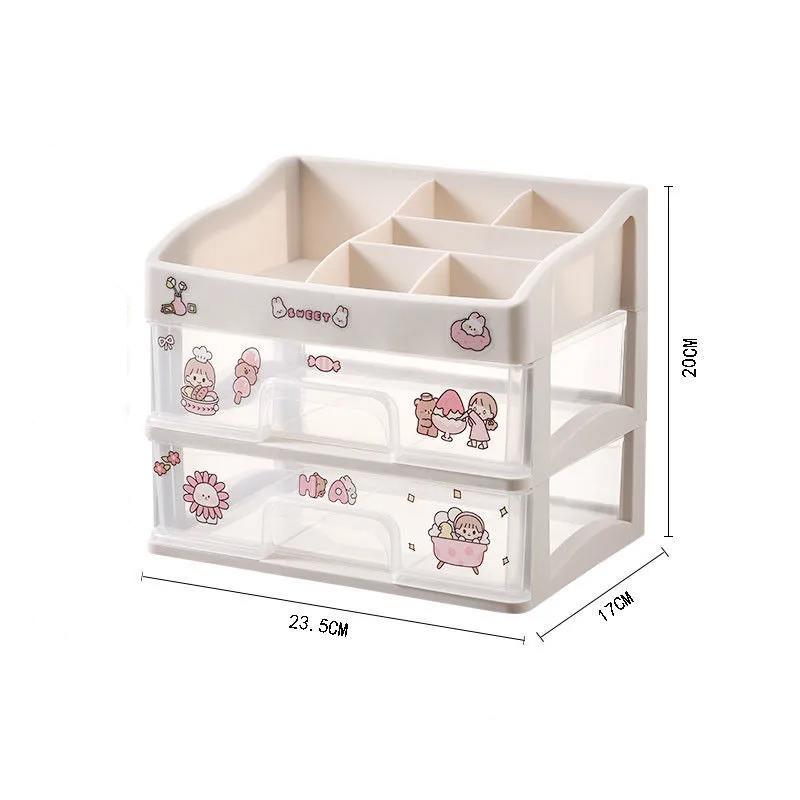 Cosmetic Storage Box Desktop Make Up Cosmetics Organizer for Bedroom Plastic Toiletries Makeup Jewelry Storage Box