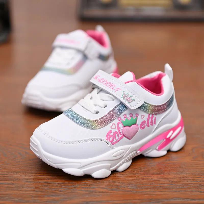 Children's Sneakers Girls Spring and Autumn Breathable Running Shoes Children's Sports Shoes Elementary School Net Shoes