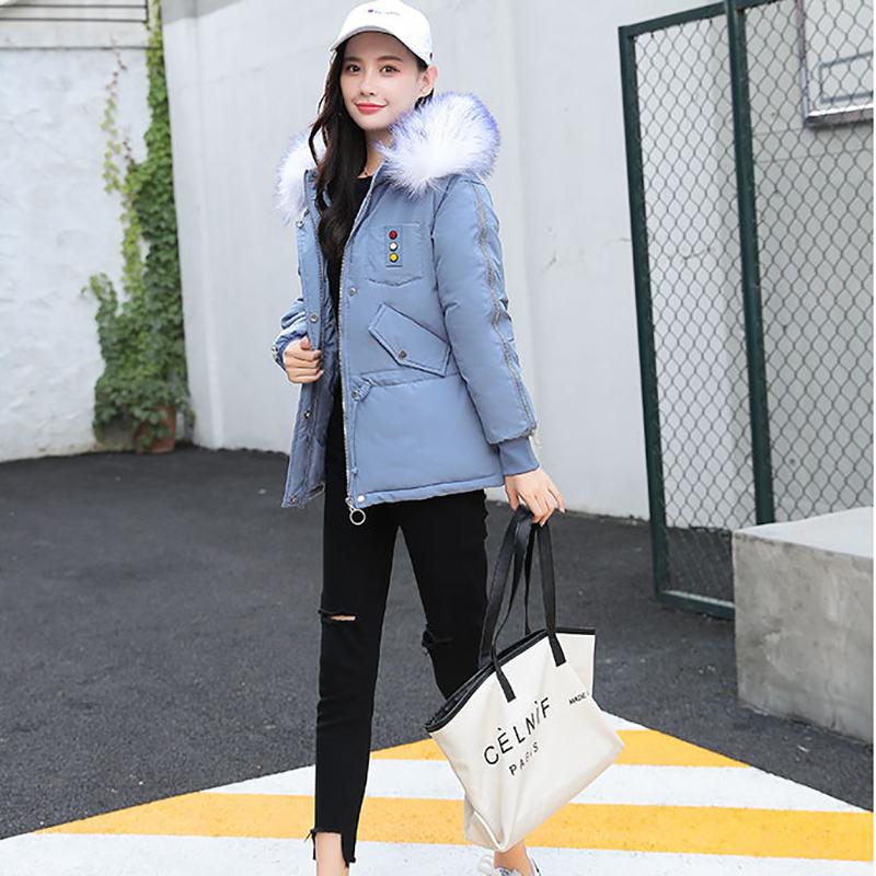 Fashion Plus Size Women's Parker Jacket Winter Plus Velvet Mid-length Loose Cotton Jacket Large Fur Collar Thick Warm Jacket