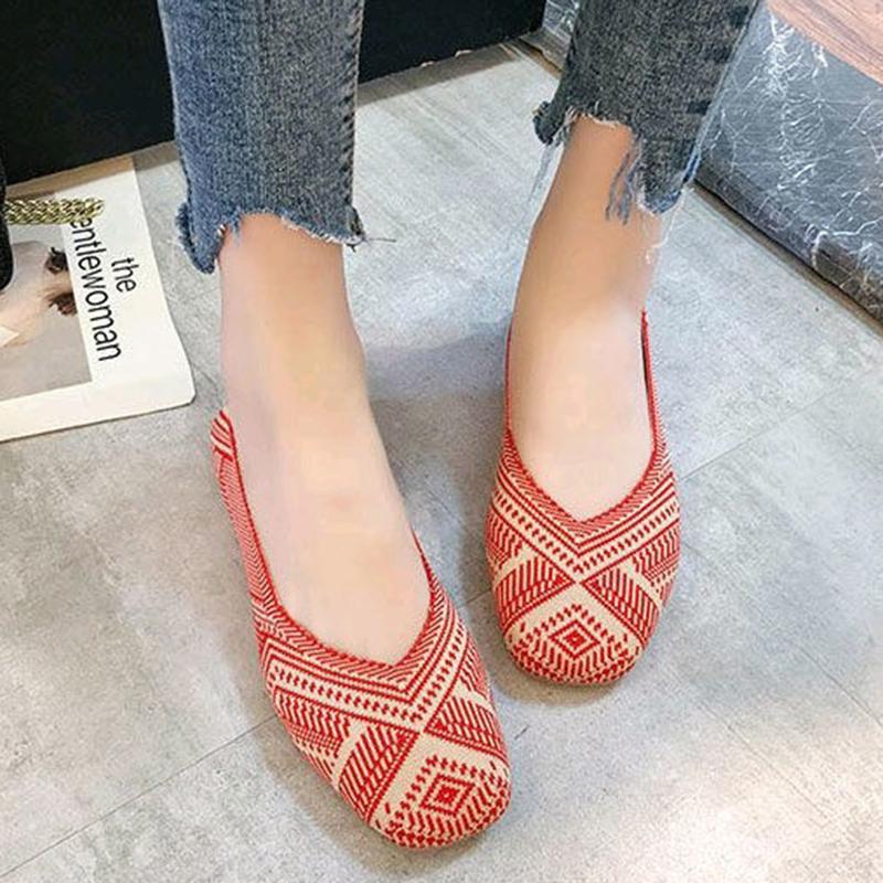 Flat Women's Shoes Knitted Single Shoes Spring and Summer Breathable Soft-soled Ballet All-match Fly Woven Lazy Shoes