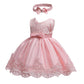 Children Dress Party Female Baby 0-6Years Old Lace Bow Dress Princess Dress and Headband Kid Clothing