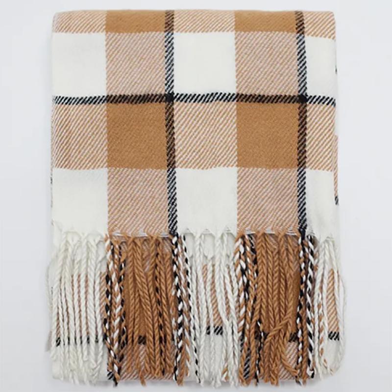 Plaid Scarf Women's Winter Korean Style Wild Japanese Autumn and Winter Imitation Cashmere Warm Tassel Scarf