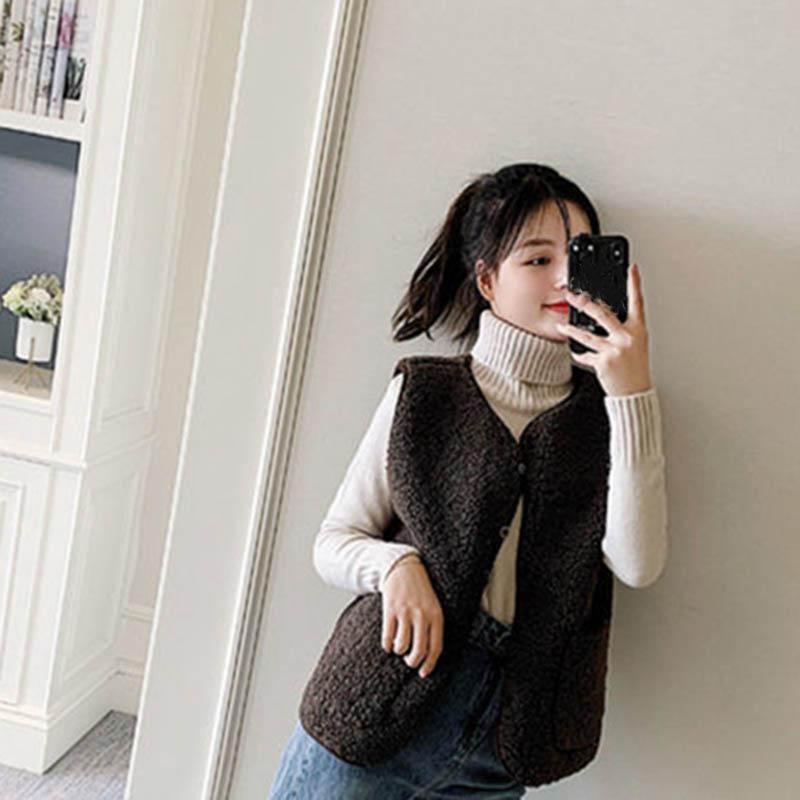 Lamb Hair Vest Women Autumn and Winter Models All-match Fashion Ladies Waistcoat Outer Wear Vest Vest Jacket