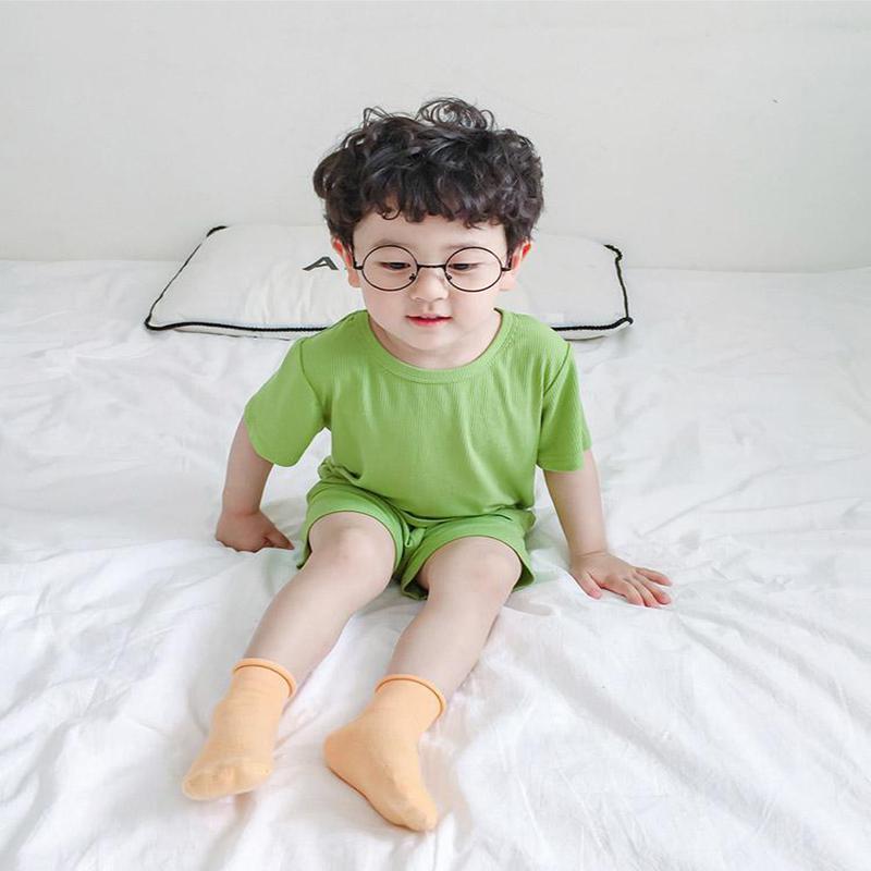 Children's Pajamas Set Ice Silk Short-sleeved Shorts Summer Thin Air-conditioned Clothing Boys and Girls Cold Home Service