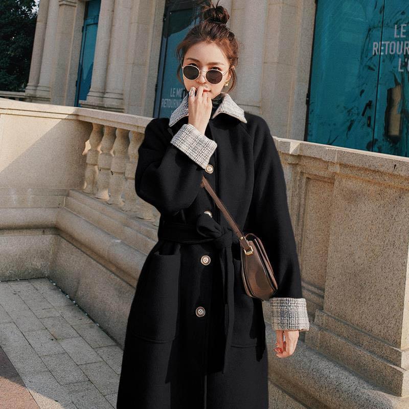 Women's Woolen Coat Mid-length Windbreaker with Cotton Thickened Autumn and Winter Jacket Women