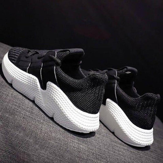 Black Sports Shoes Female Korean Version of Ulzzang Harajuku Wild Student Casual Breathable Running Shoes White