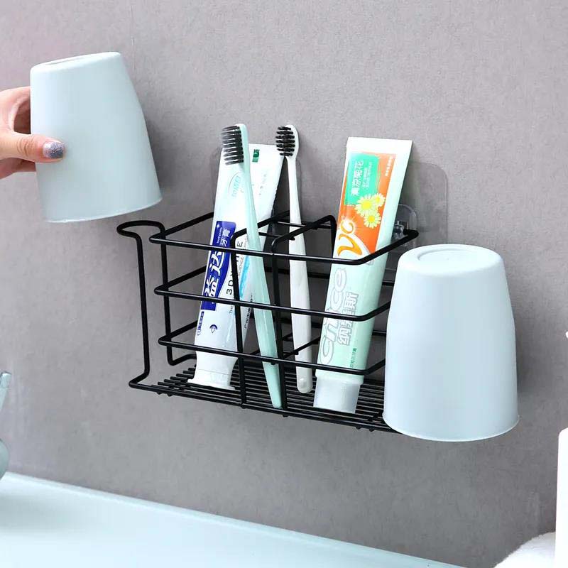 Metal Material Toothbrush Bathroom Wall-mounted Toiletries Storage Rack