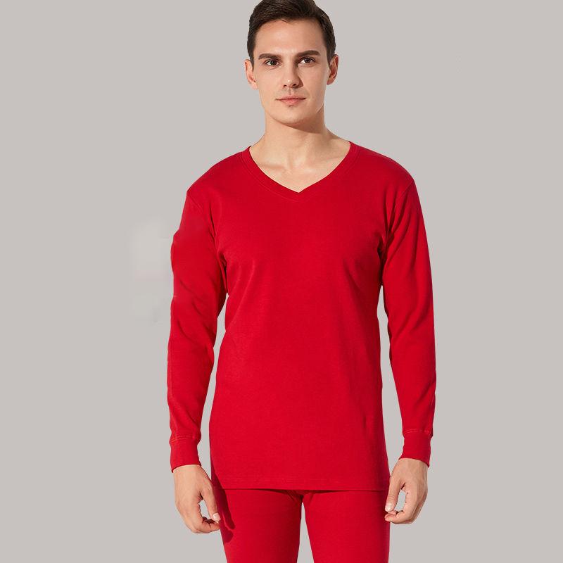 Men Winter Thermal Underwear V-neck Tops Pants Male Autumn Clothes Tight Suit Thicken Windproof Comfortable Soft Lining Long Sleeve High Elasticity