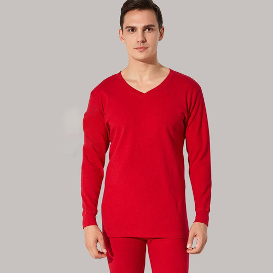 Men Winter Thermal Underwear V-neck Tops Pants Male Autumn Clothes Tight Suit Thicken Windproof Comfortable Soft Lining Long Sleeve High Elasticity