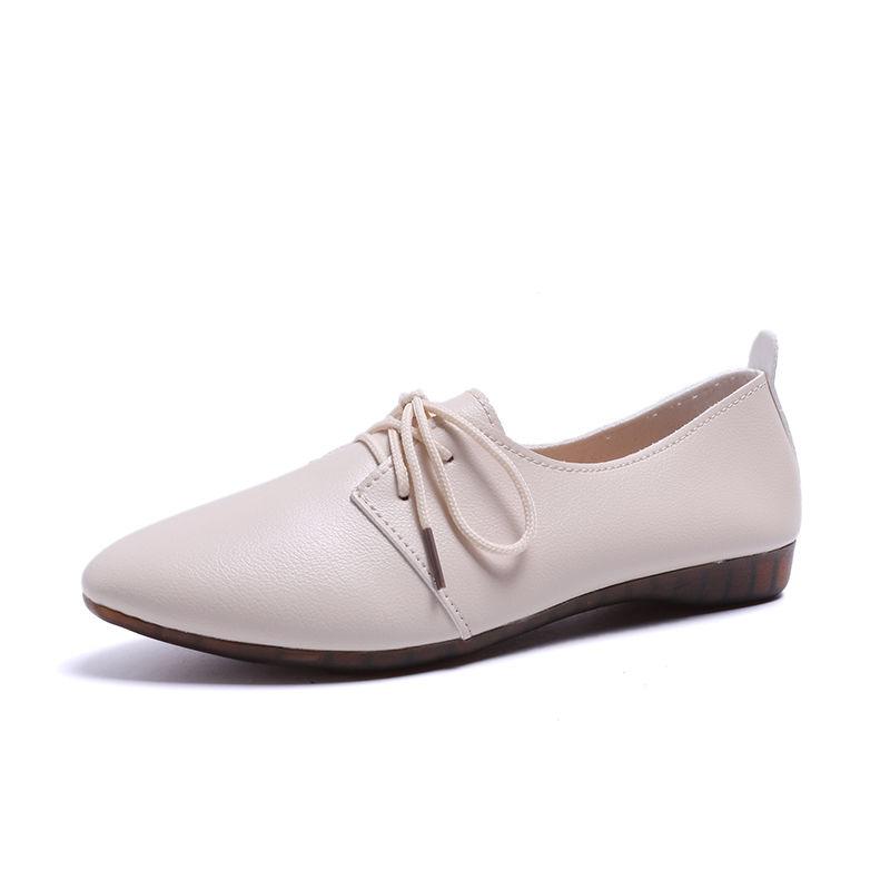 Small Leather Shoes with Tendon Sole Soft Sole Women's Shoes Pointed Toe Shoes Women's Flat Leather Shoes Are Light, Soft and Comfortable