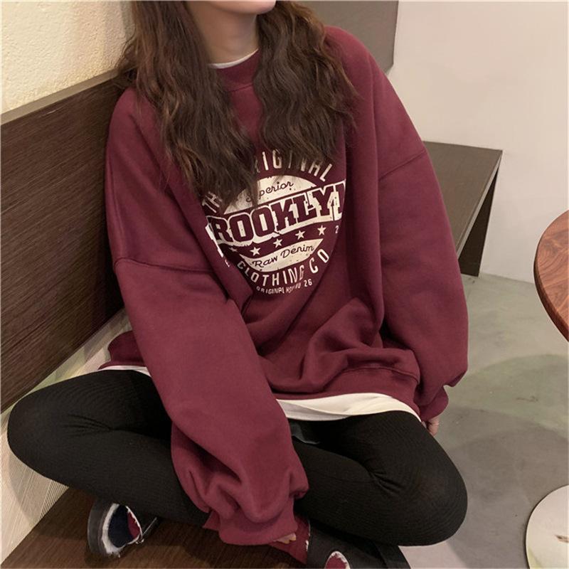 Autumn Fashion Letter Round Neck Loose Women's Casual Sweater