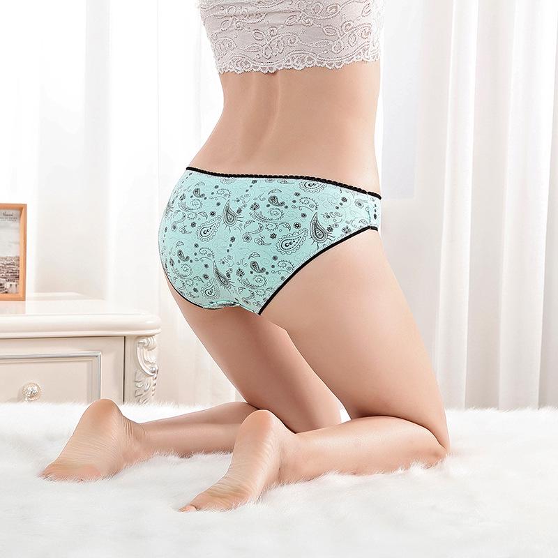 Top 6 Pcs/Lot Briefs Womens Cotton Briefs Breathable Print Lingerie Panties