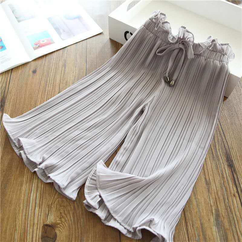 Children's Pants Summer Girls Casual Wide Leg Pants Lace Chiffon Waist Baby Anti-mosquito Casual Pants Ruffles Air-conditioning Pants