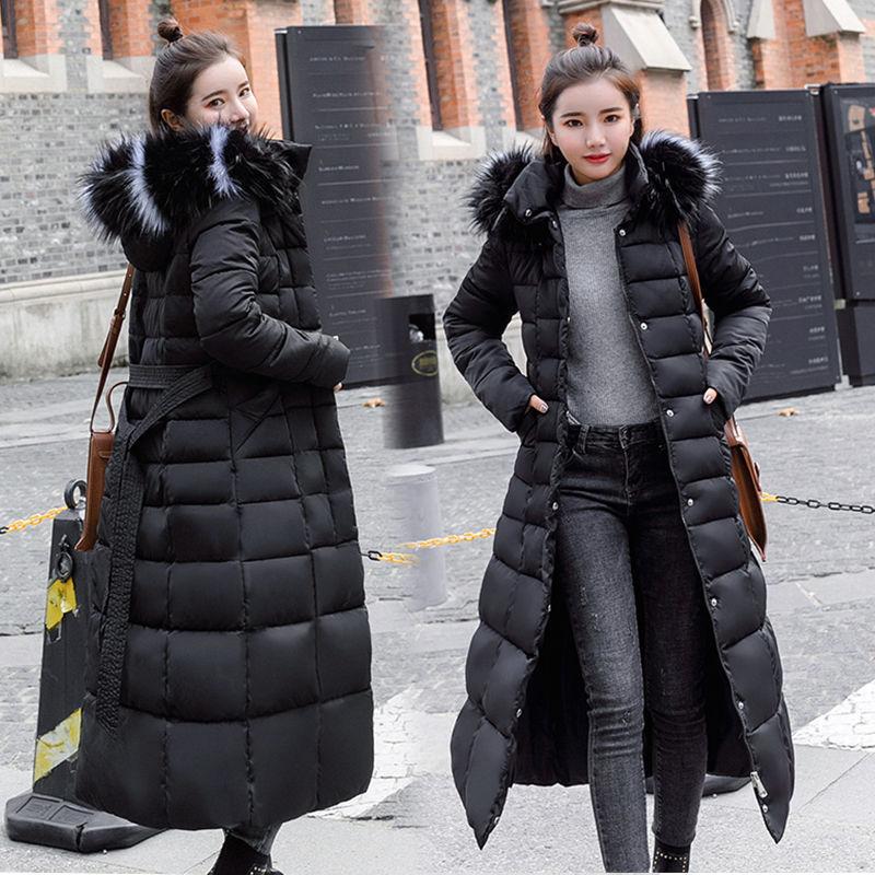 Ladies Down Hooded Cotton Jacket Winter Fashion Plus Velvet Thickening Warm Cotton Jacket Long Plus Size Slim Jacket