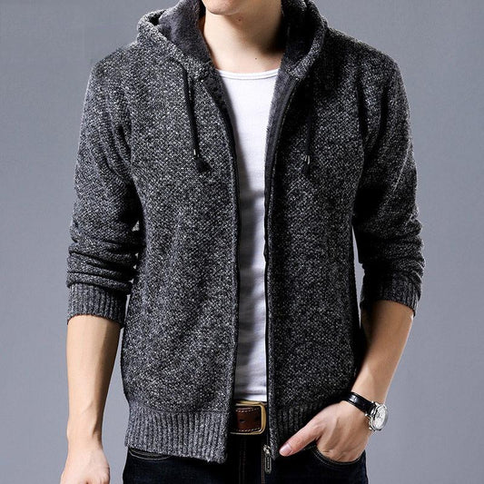 Autumn Winter Men's Sweater Coat Wool Sweater Jackets Men Zipper Knitted Thick Coat Casual Knitwear