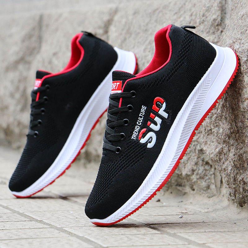 Plus Size 39-44 Summer Men Mesh Letter Sneakers Anti-Slippery Breathable Basketball Shoes Wild Non-slip Comfortable Running Shoes Travel Shoes