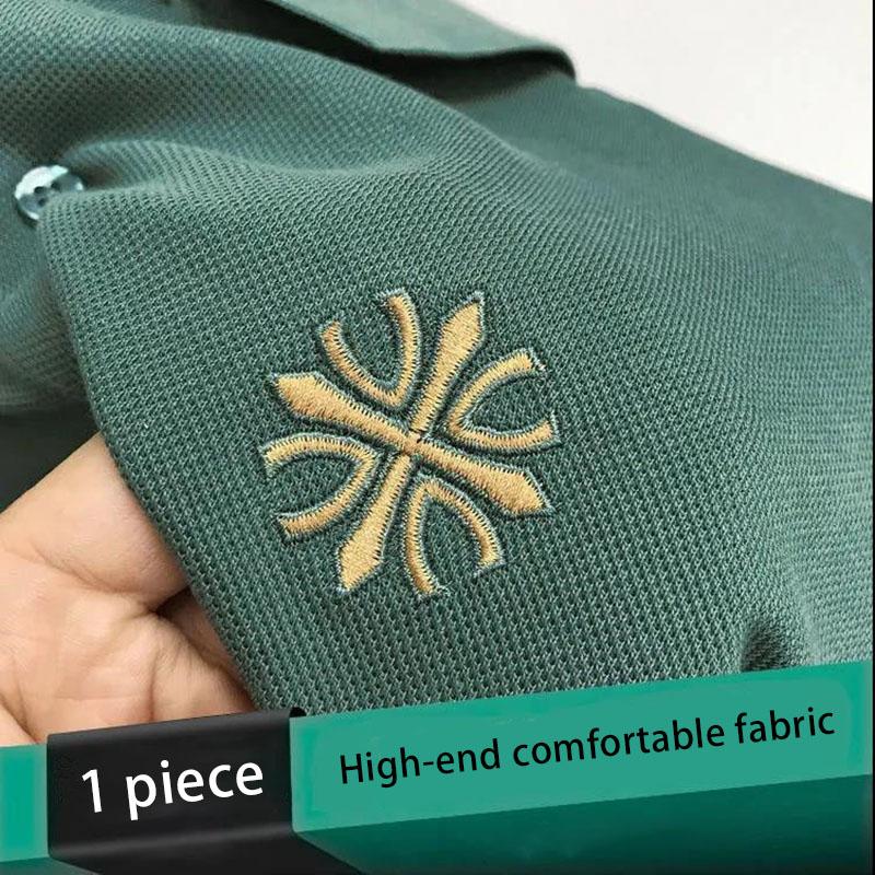 Autumn and Winter Long-sleeved Polo Shirt Embroidery Lapel T-shirt Loose and Comfortable Top Suitable for Young and Middle-aged Men