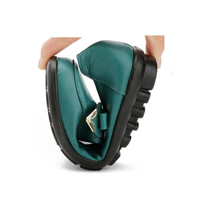 Leather Shoes Bow Shallow Mouth Women's Shoes Middle-aged and Elderly Flat Non-slip Single Shoes Women's Leather Shoes