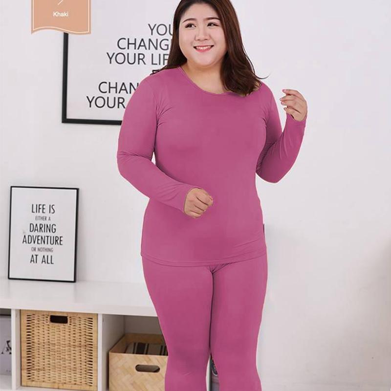 Add Fertilizer To Increase Thermal Underwear Ladies Extra Fat Cotton Thick Pajamas Plus Size Autumn Clothes Long Trousers Suit