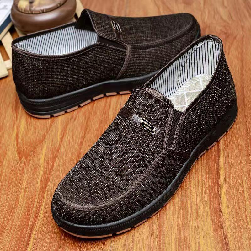 Tendon Bottom Old Beijing Cloth Shoes Men's Spring and Autumn Canvas Shoes Flat Non-slip Elderly Shoes Soft Bottom Middle-aged and Elderly Dad Shoes