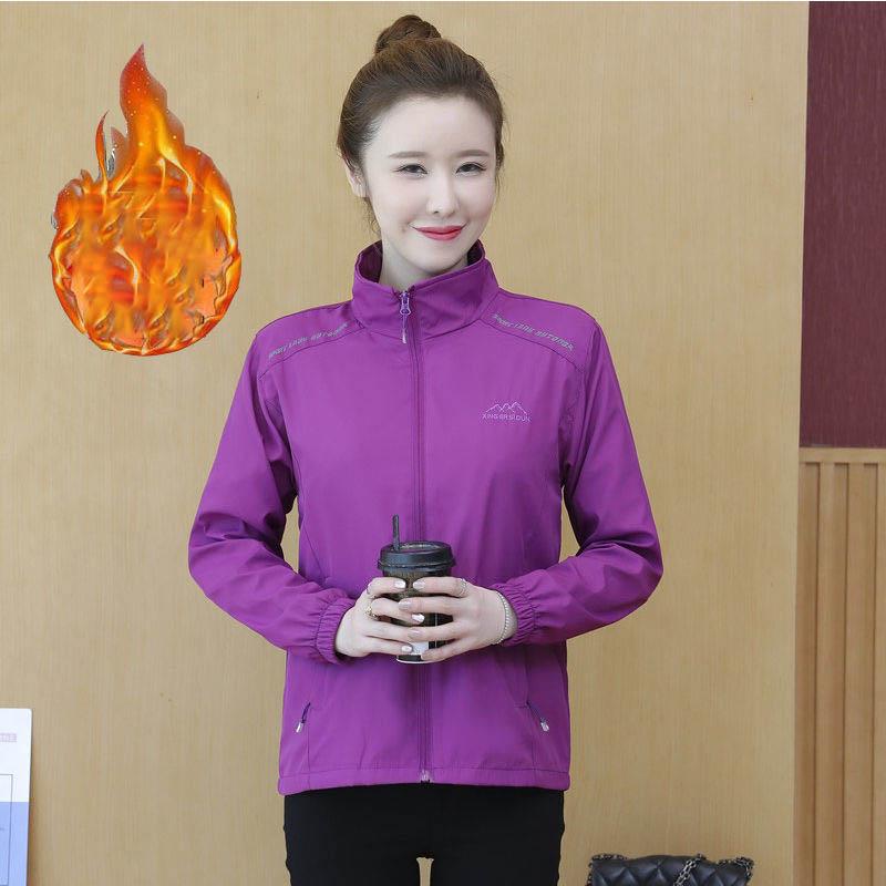 Autumn and Winter Short Jacket Women's Winter Plus Velvet Padded Jacket Outdoor Windbreaker Sports Top