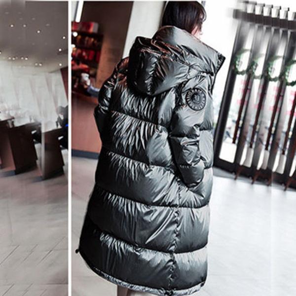 Winter New Down Jacket Women Mid-length Over The Knee Blue Bright Face Large Fur Collar White Duck Down Thickening