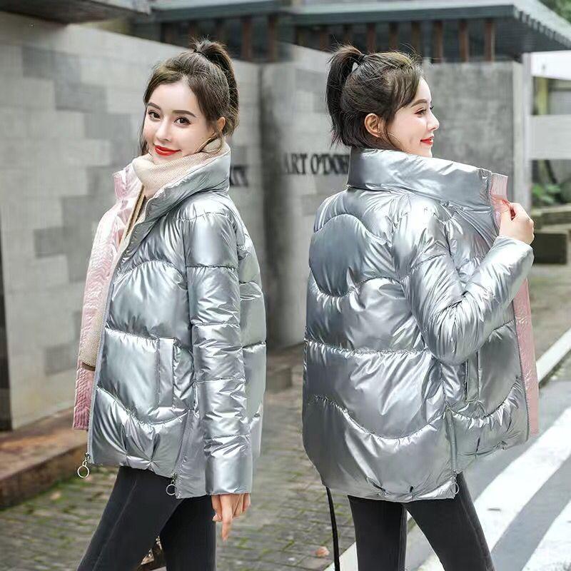 Disposable Bright Face Women's Cotton-padded Jacket Winter Loose Cotton-padded Jacket Casual Stand-collar Padded Jacket