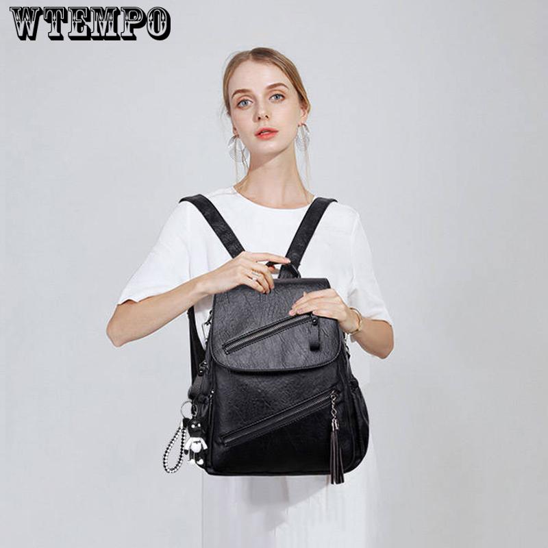 New Fashion Women Leather Backpack Female solid color Bag Ladies Softback Backpacks Mochilas