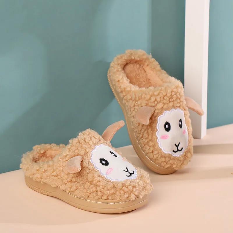 Winter Children's Plus Size Cotton Slippers Boys and Girls Cute Cartoon Warm Non Slip Indoor Cotton Shoes