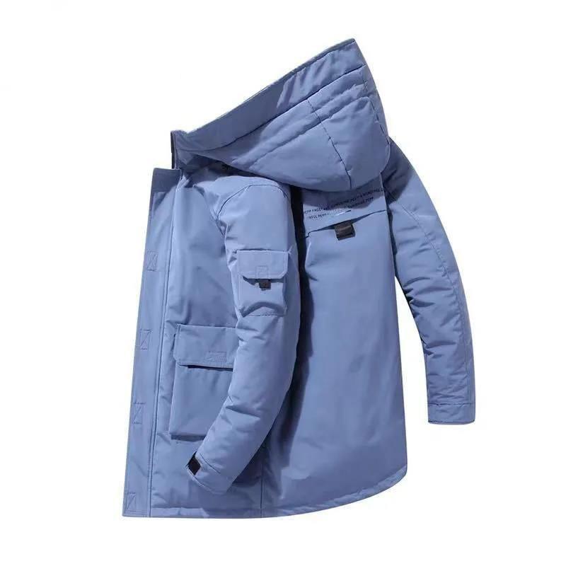 Winter Men's High-end Tooling Down Jacket Men's Mid-length Warm and Thick Hooded Tide Jacket Men