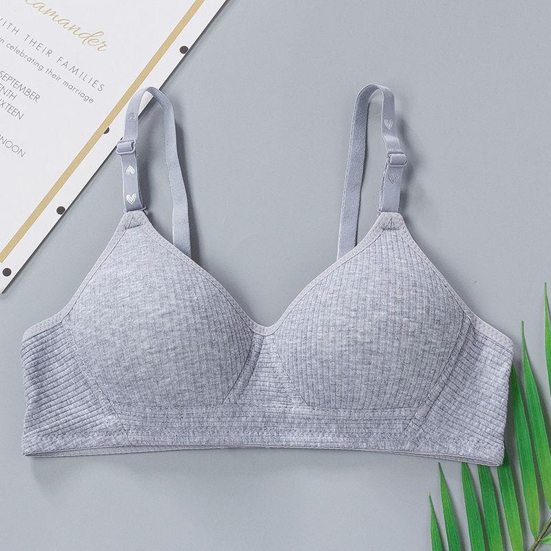 Underwear No Steel Ring Pure Cotton Thin Section Small Chest Gather Bra Developmental Girl's Bra Fabric Lightweight Soft and Breathable