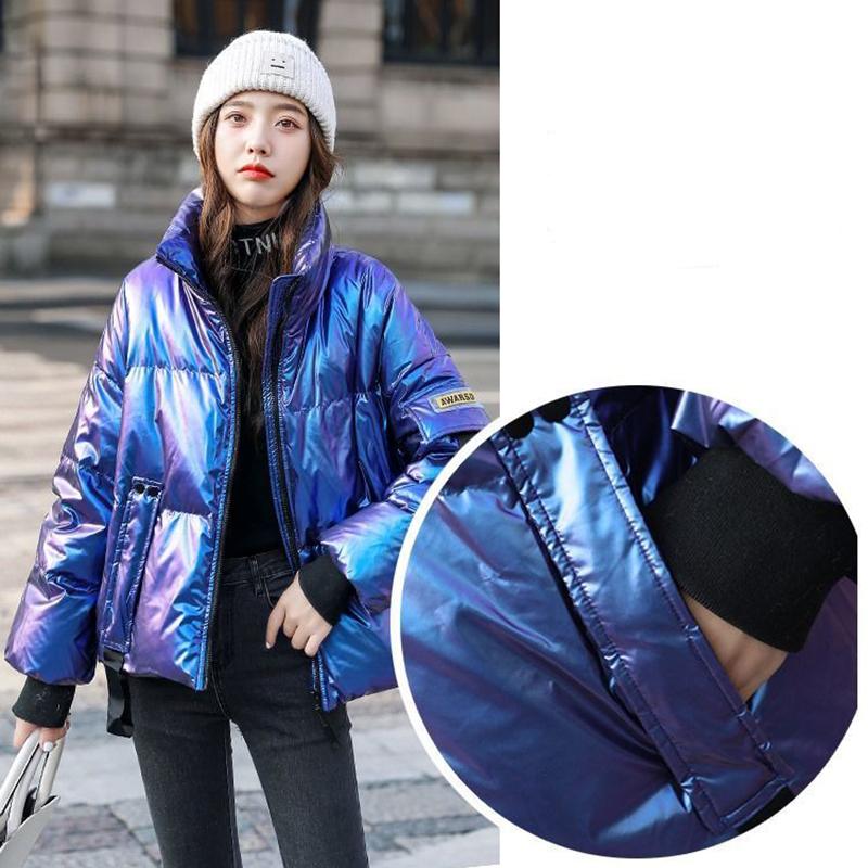 Winter Bright Face Ladies Down Jacket Short White Duck Down Padded Cotton Jacket Student Korean Loose Colorful Winter Jacket