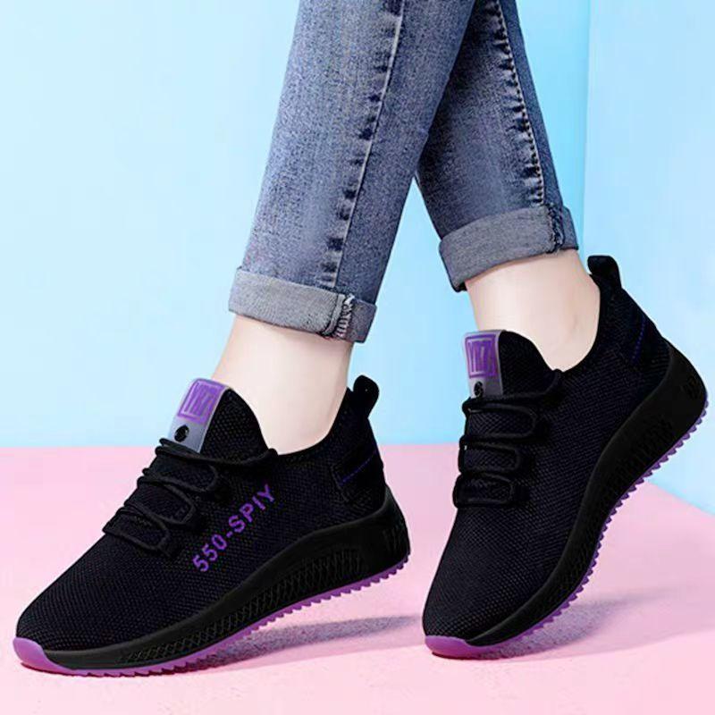 Breathable Non-slip Women's Soft Sole Sneakers Flat All-match Spring and Summer Shoes Ladies Mesh Casual Work Shoes