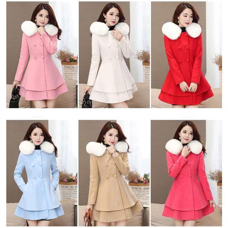 Fashionable Women's Skirt Hem Woolen Coat Waist Mid-length Slim and Thin Small Fragrant Wind Woolen Coat