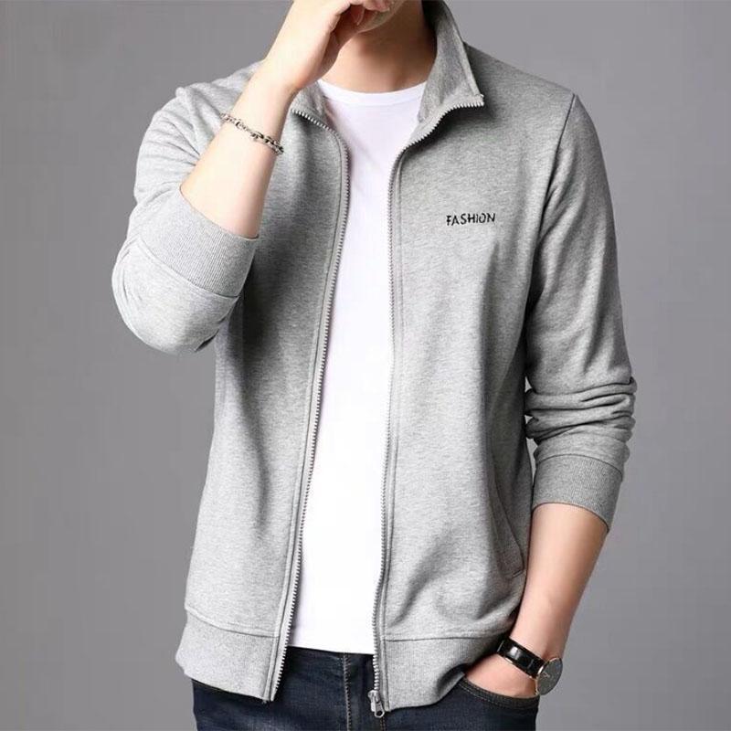 Spring Cardigan Sweater Men's Casual Zipper Stand Collar Sweater Men's Top Sports Jacket Coat