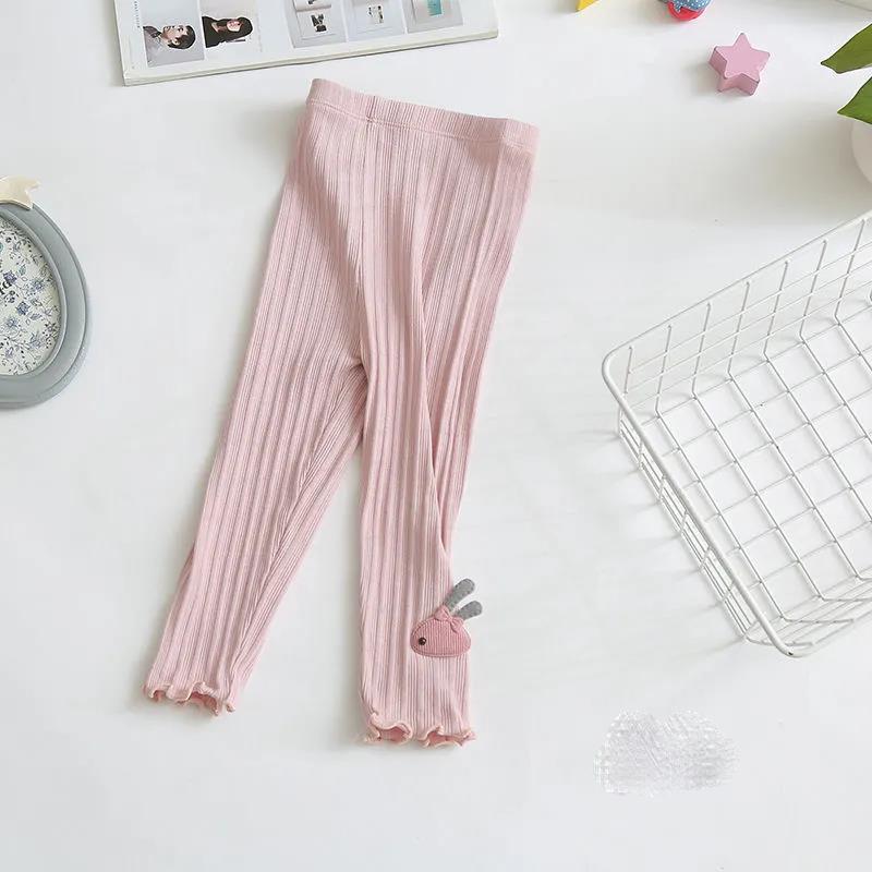 Children's Pants Summer Girls Leggings Spring and Autumn Thin Bow Cartoon Solid Color Rabbit Capris for Girls