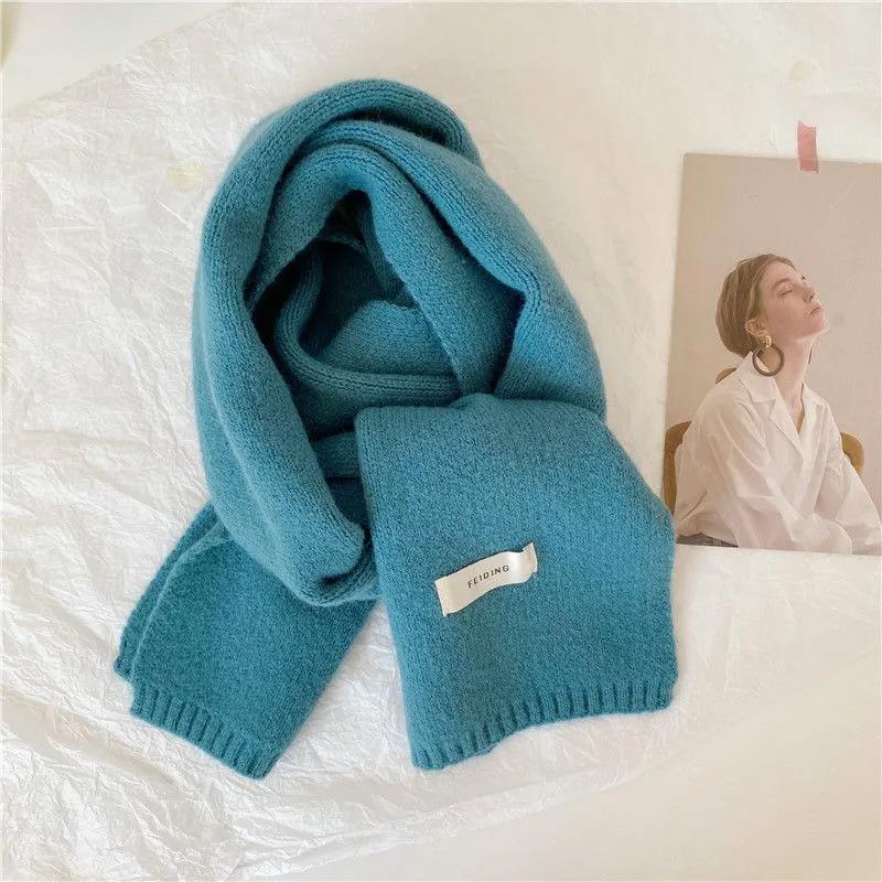 Scarf Female Winter Korean Fashion Solid Color Woven Scarf Thick Warm Wool Couple Scarf Shawl