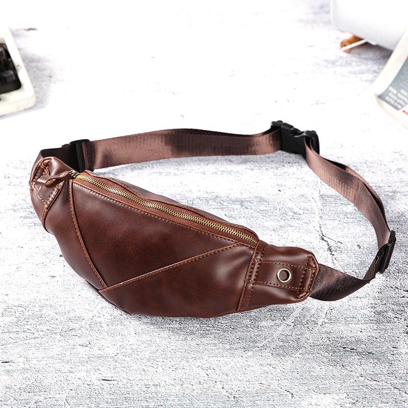 Waist Bag Men Large-capacity Soft Leather Mobile Phone Bag Chest Bag Sports Fitness Shoulder Bag