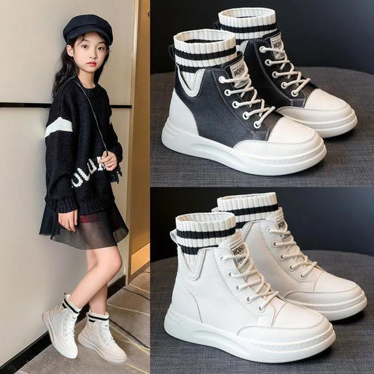 Girls Martin Boots Autumn Winter Plus Cashmere Children's Short Boots Autumn and Winter Plus Cashmere Girls Shoes