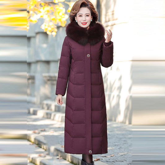 Women's Mid-length Down Jacket Winter Korean Loose Cotton Clothes Casual Hooded Padded Jacket Quilted Jacket