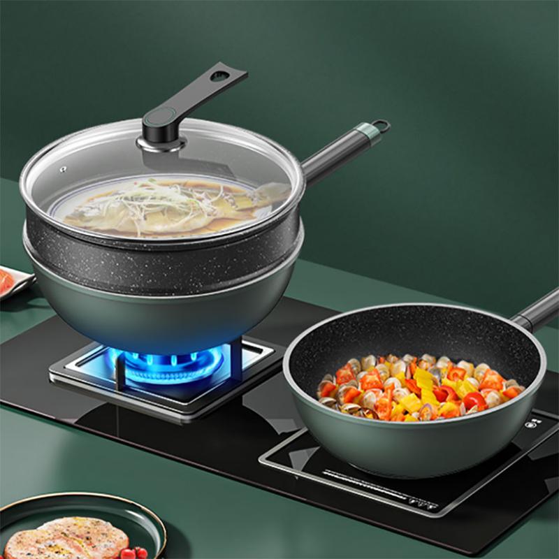 Wok Maifan Stone Pan Non-stick Pan Household Wok Induction Cooker Smokeless Dormitory Dual-use Cookware