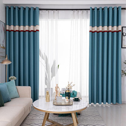 Bedroom Curtains Full Blackout Modern Minimalist Light Luxury Living Room Splicing Curtain Head Shade Cloth Curtains (150×270cm)