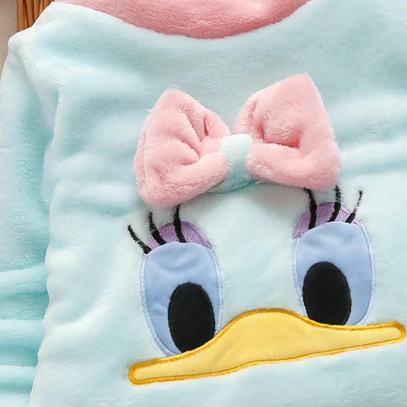 Baby Girl Autumn and Winter Flannel Thickened Pajamas Home Service Double-sided Fleece Baby Clothes Kids Suit Fashion Cotton Clothes